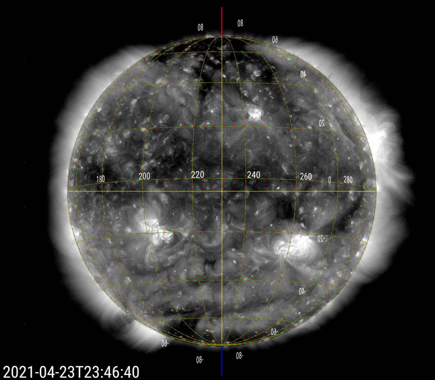 SDO AIA image corresponding to the above Apr 23 map